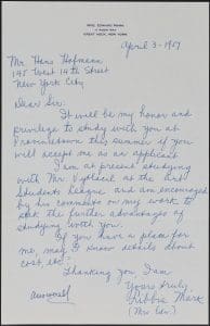 Fig. 10. Letter from Libbie Mark to Hans Hofmann, April 3, 1957