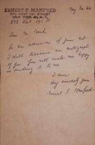 Fig. 30. Letter from Ernest F. Manfred to Libbie Mark Letter from Ernest F. Manfred to Libbie Mark, May 30, 1962