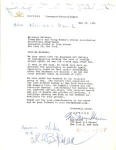 Letter from Mary Shaier, Vectors secretary, to Aaron Berkman, 92nd Street Y Education Department, May 13, 1963.