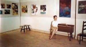 Libbie Mark at her Knapik Gallery exhibition, 1962
