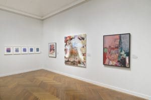 Libbie Mark painting at far right. Photo courtesy of Julia Featheringill, Addison Gallery of American Art; Joan Mitchell, Grace Hartigan, and Jackie Saccoccio artworks (left to right) courtesy of AGAA. Women and Abstraction: 1741–Now. January 28–July 30, 2023. Addison Gallery of American Art, Andover, MA