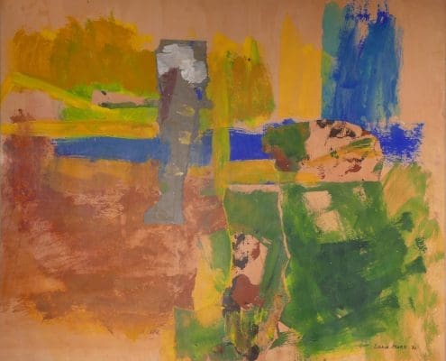 A work of art by female abstract expressionist Libbie Mark. A painting of a colorful painting.